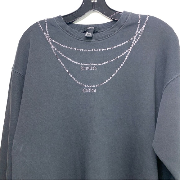 Forever 21 Dark Grey Chain Crewneck Sweatshirt - Picture 2 of 3